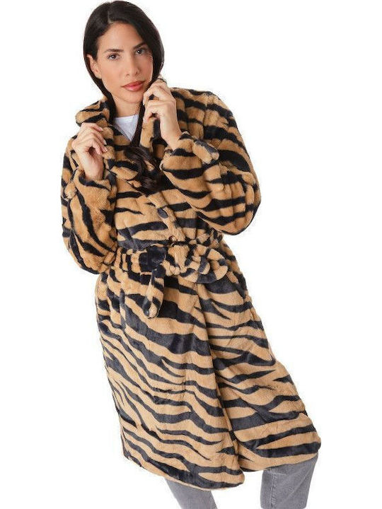 Women's Long Fur Animal Print