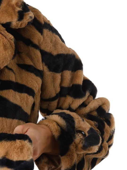 Women's Long Fur Animal Print