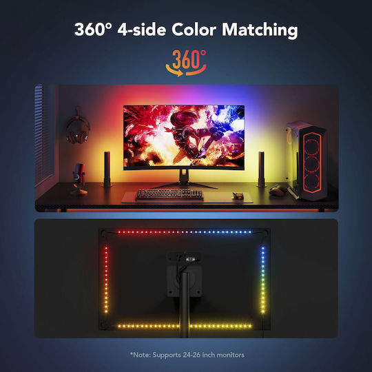 Govee Smart Ταινία LED PC Monitor Pro Kit Wi-Fi Τηλεόρασης RGB Φως 2m με Τροφοδοτικό