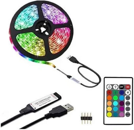 Waterproof LED Strip USB 5V RGB Light 10m Type SMD5050 with Power Supply & Remote Control