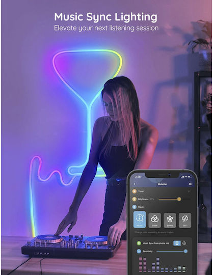 Govee Rezistent la apă Inteligent Bandă LED Wi-Fi RGBW Lumină 2m Neon Flex