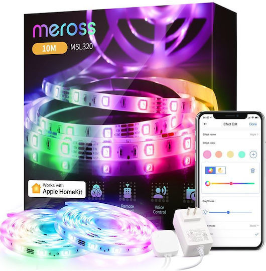 Meross Smart LED Strip MSL320 Wi-Fi 12V RGB Light 2x5m with Power Supply & WiFi Controller