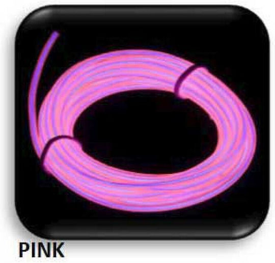 Universe Ταινία LED NEON Μπαταρίας Ροζ Φως 3m Neon Flex με Τροφοδοτικό