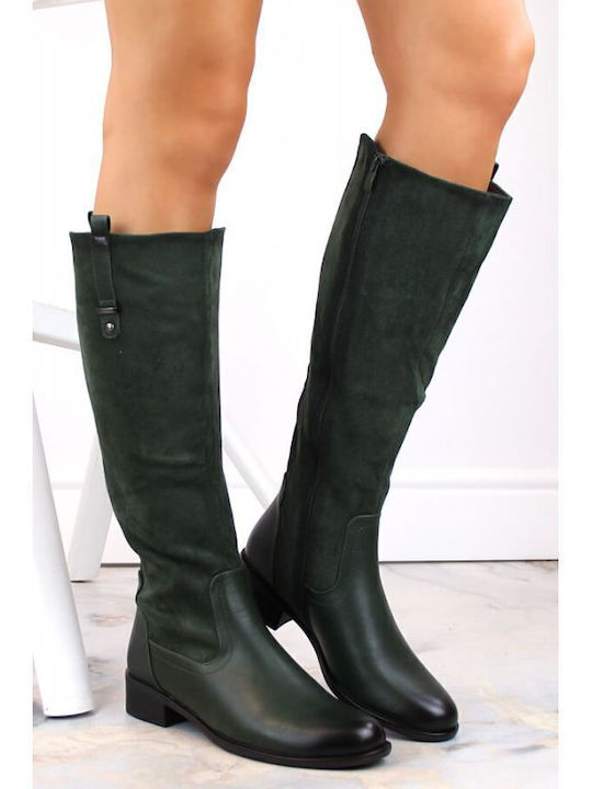 Damenstiefel mit Pelz Grün