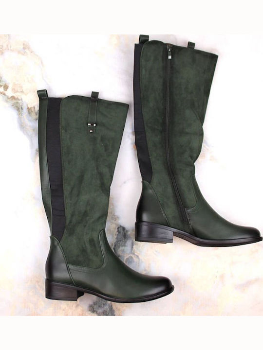 Damenstiefel mit Pelz Grün