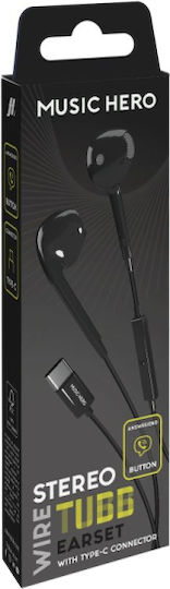 SBS Music Hero In-ear Handsfree Headphones with Connector USB-C Black