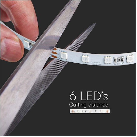 V-TAC Smart Ταινία LED Wi-Fi 24V RGB Φως 5m Τύπου SMD5050 με Τροφοδοτικό, Τηλεχειριστήριο & WiFi Controller