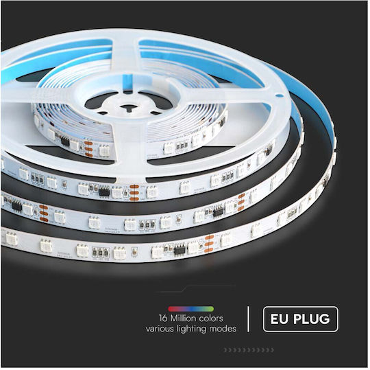 V-TAC Smart Ταινία LED Wi-Fi 24V RGB Φως 5m Τύπου SMD5050 με Τροφοδοτικό, Τηλεχειριστήριο & WiFi Controller
