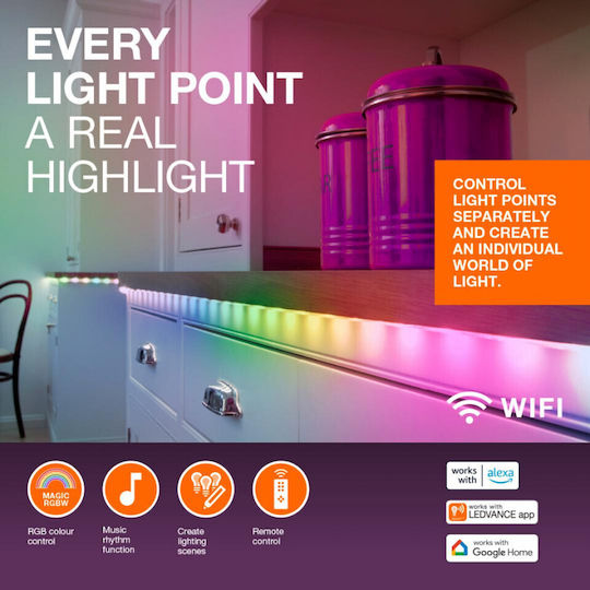 Ledvance Smart Ταινία LED Wi-Fi 220V RGB Φως 3m με Τηλεχειριστήριο
