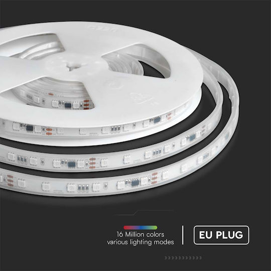 V-TAC Waterproof Smart LED Strip Wi-Fi 24V RGB Light 5m Type SMD5050 with Power Supply, Remote Control & WiFi Controller