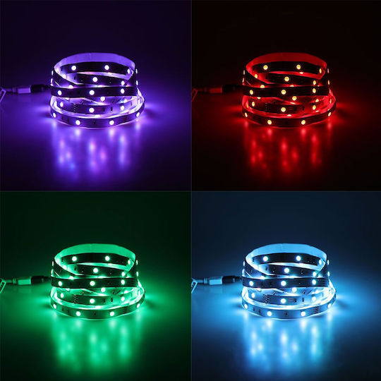 V-TAC Waterproof Smart LED Strip Wi-Fi 24V RGB Light 5m Type SMD5050 with Power Supply, Remote Control & WiFi Controller