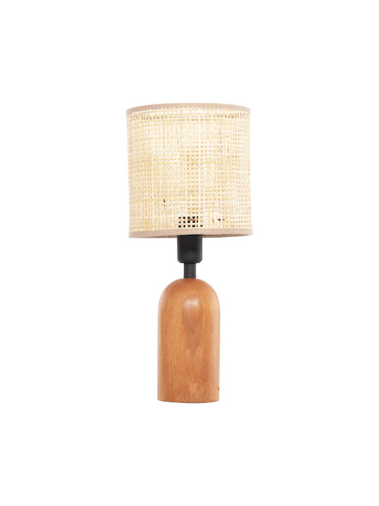 HomeMarkt Lyktur Table Lamp for Socket E14 with Beige Shade and Brown Base