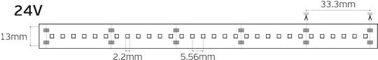 VK Lighting Αδιάβροχη Ταινία LED 24V Θερμό Λευκό Φως 5m Τύπου SMD2216