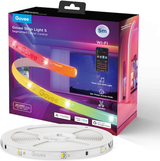 Govee Smart LED Strip Wi-Fi 24V RGB Light 5m with Power Supply