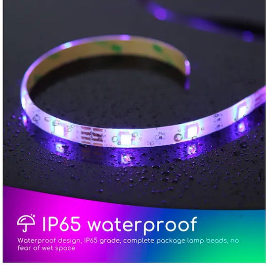 Aigostar Αδιάβροχη Ταινία LED USB 5V RGB Φως 5m Τύπου SMD5050 με Τροφοδοτικό & Τηλεχειριστήριο