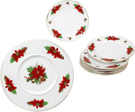 Cryspo Trio Set Weihnachtliche Platten Porzellan Mehrfarbig 7Stück