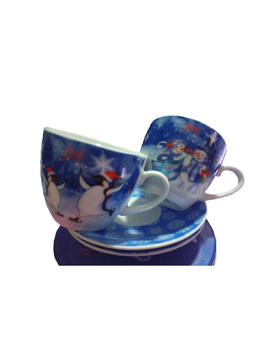 Set Weihnachtliche Tassen Porzellan Blau Weihnachtliche Tassen Porzellan Blau 2Stück