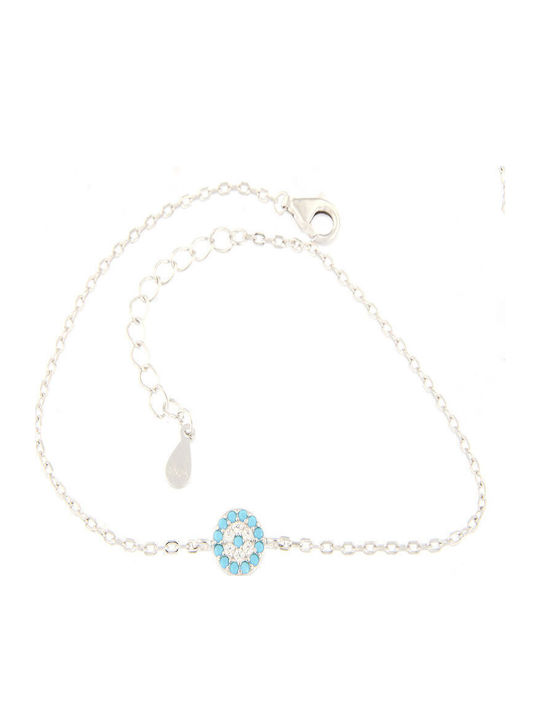 Ios Women's Bracelet Chain with design Eye made of Silver with Zircon