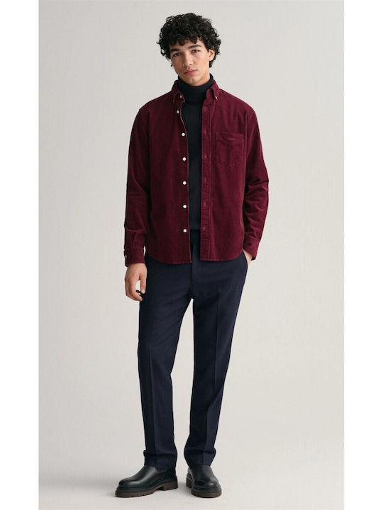 Long-sleeved Corduroy Shirt Burgundy