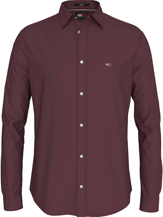 Long-sleeved Denim Shirt Burgundy