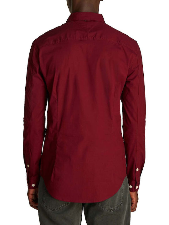 Tommy Hilfiger Stretch Dm0dm04405 Long-sleeved Denim Shirt Burgundy