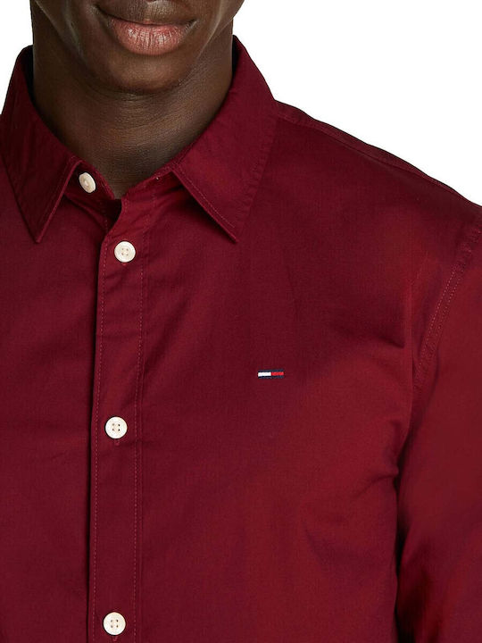 Long-sleeved Denim Shirt Burgundy