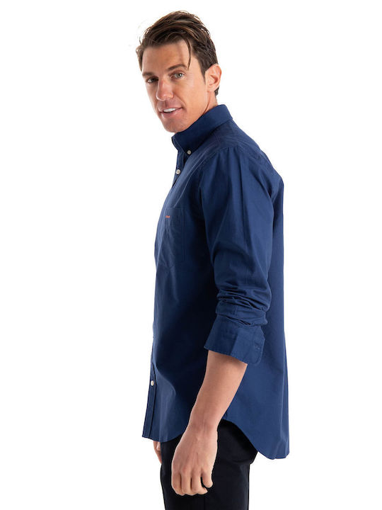 Gant Long-sleeved Cotton Shirt Navy Blue