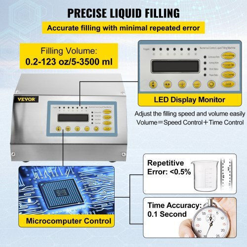 Vevor Automatic Liquid Filling Machine 2-3500ml Gfk-160 Digital LCD Display Gfk-160ytgzj00001v2