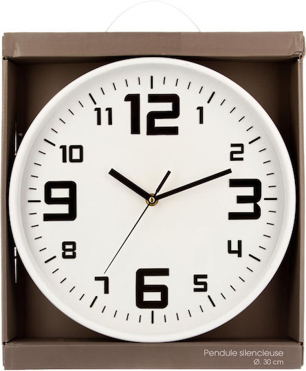 Ρολόι Τοίχου Φ30 Αθόρυβο A-s White 114555f Φ30 Πλαστικό