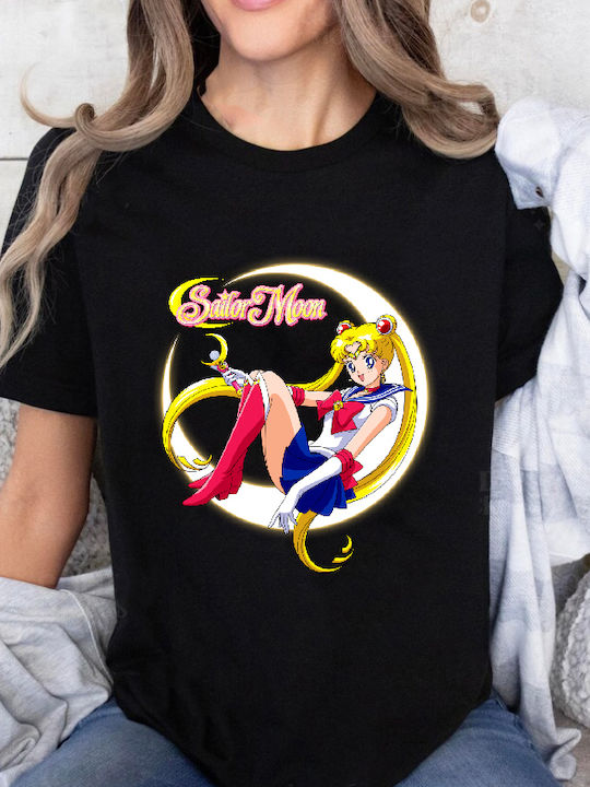 Fruit of the Loom Sailor Moon No2 Μπλούζα Μαύρη Βαμβακερή