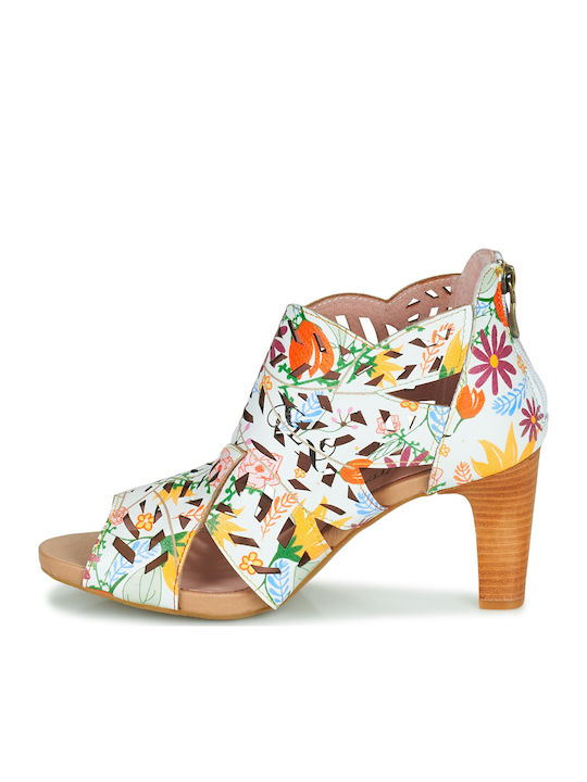Leather Women's Ankle Boots with Ankle Strap White