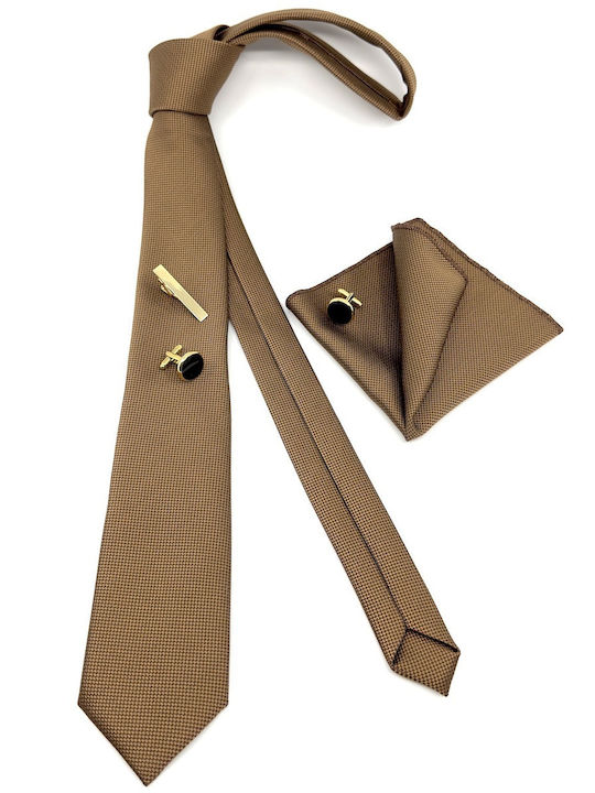 Legend Accessories Set de Cravată pentru Bărbați Monocromie Tabac Brown