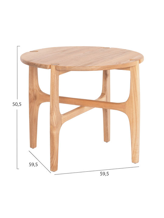 Round Side Table Katal from Solid Wood Natural W59xL59cm.