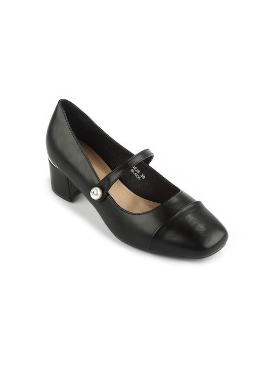 Fshoes Synthetic Leather Black Medium Heels