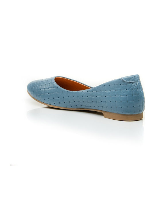 Lederne Damen Ballerinas in Blau Farbe