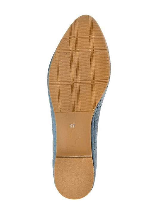 Lederne Damen Ballerinas in Blau Farbe