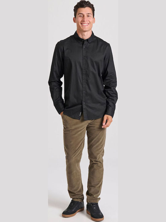 Long-sleeved Cotton Shirt Black