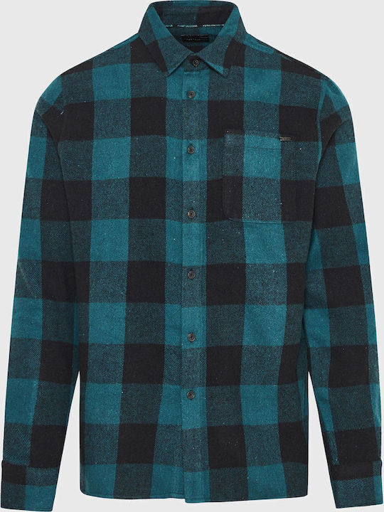 Long-sleeved Flannel Shirt Checked Green