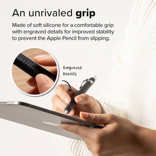 Ringke Silicone Drafting Grip Holder Apple Pencil Easy To Attach Durable Elasticity Black