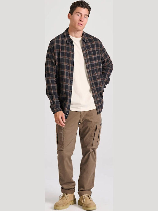 Long-sleeved Flannel Shirt Checked Black