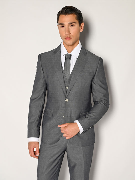 Sogo Men's Suit with Vest Regular Fit Grey