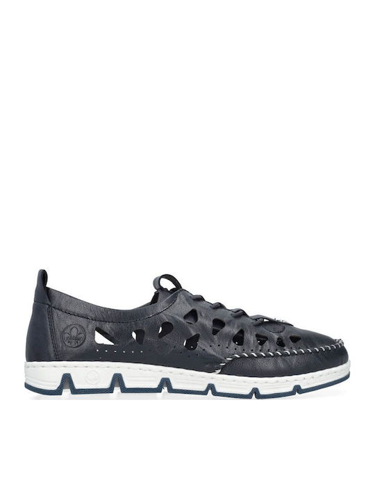 Γυναικεία Slip-On Δερμάτινα Navy Μπλε