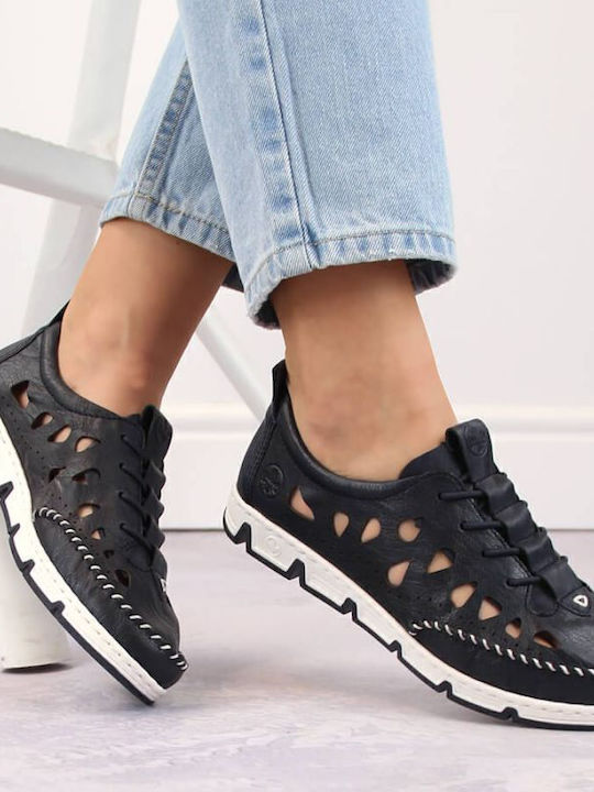 Γυναικεία Slip-On Δερμάτινα Navy Μπλε