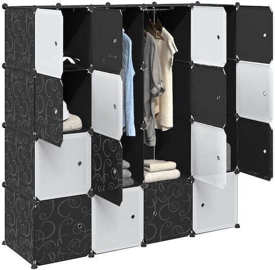 Organizator de Depozitare cu 16 Cuburi cu Bare de Agățat PP Alb 4019584