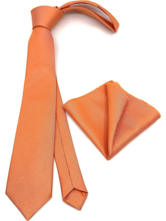 Legend Accessories Σετ Ανδρικής Γραβάτας Μονόχρωμη σε Πορτοκαλί Χρώμα