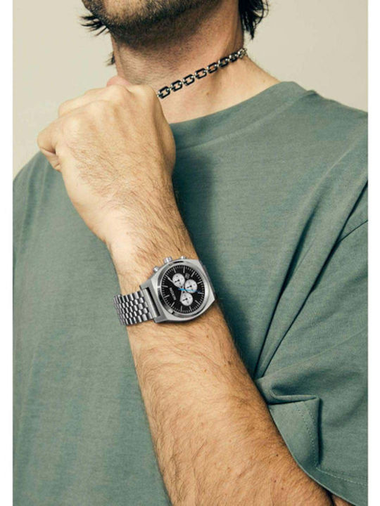 Nixon Time Teller Ανδρικό Ρολόι Χρονογράφος Μπαταρίας με Ασημί Μεταλλικό Μπρασελέ