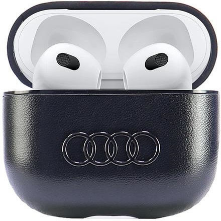 Audi Leather Big Logo Hülle Leder in Schwarz Farbe für Apple AirPods 3