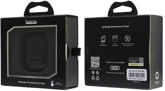 Audi Leather Big Logo Θήκη Δερμάτινη σε Μαύρο χρώμα για Apple AirPods 1 / AirPods 2