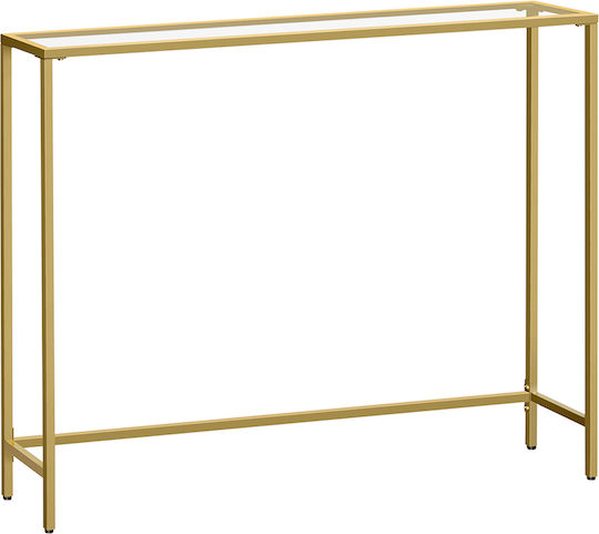 Consolă Metalică cu Suprafață din Sticlă Gold/Transparent L100xL20xH80buc