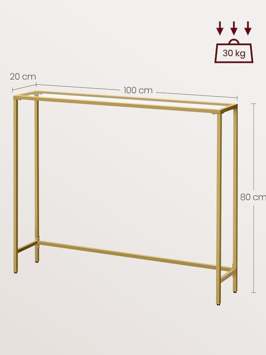 Console Table Metal with Glass Surface Gold/Transparent L100xW20xH80cm